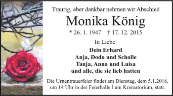 Traueranzeige von Monika König von Braunschweiger Zeitung