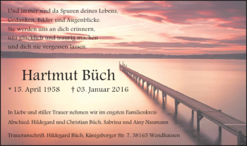 Traueranzeige von Hartmut Büch von Braunschweiger Zeitung