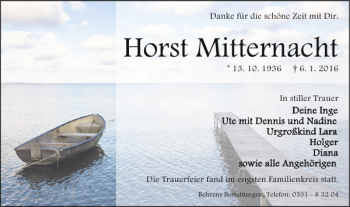 Traueranzeige von Horst Mitternacht von Braunschweiger Zeitung