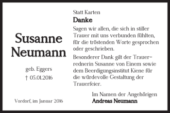 Traueranzeige von Susanne Neumann von Braunschweiger Zeitung