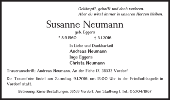 Traueranzeige von Susanne Neumann von Braunschweiger Zeitung