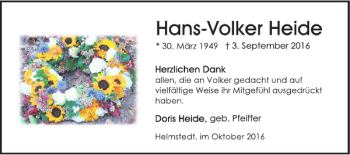 Traueranzeige von Hans-Volker Heide von Helmstedter Nachrichten