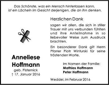 Traueranzeige von Anneliese Hoffmann von Braunschweiger Zeitung