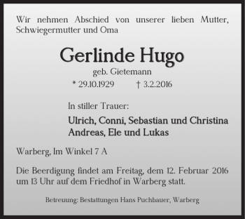 Traueranzeige von Gerlinde Hugo von Helmstedter Nachrichten