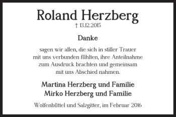 Traueranzeige von Roland Herzberg von Salzgitter Zeitung