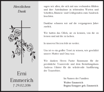 Traueranzeige von Erni Emmerich von Braunschweiger Zeitung