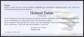 Traueranzeige von Helmut Dahle von Helmstedter Nachrichten