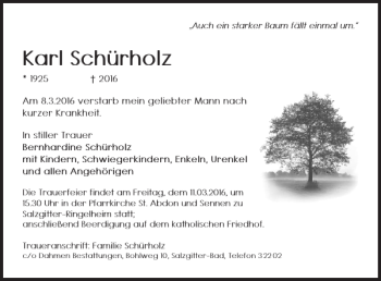 Traueranzeige von Karl Schürholz von Salzgitter Zeitung
