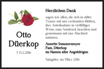 Traueranzeige von Otto Düerkop von Salzgitter Zeitung