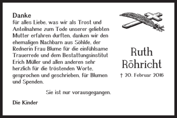 Traueranzeige von Ruth Rõhricht von Salzgitter Zeitung