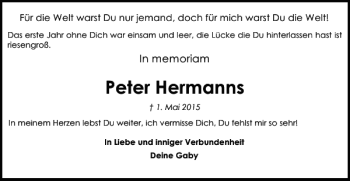 Traueranzeige von Peter Hermanns von Braunschweiger Zeitung