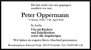 Traueranzeige von von vor haben im von Peiner Nachrichten