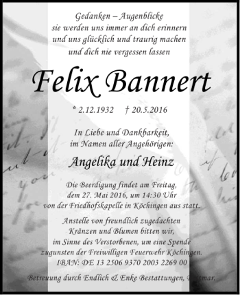 Traueranzeige von Felix Bannert von Braunschweiger Zeitung