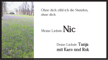 Traueranzeige von Nic  von Braunschweiger Zeitung