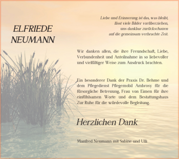 Traueranzeige von ELFRIEDE NEUMANN von Braunschweiger Zeitung