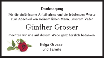 Traueranzeige von Günther Grosser von Salzgitter Zeitung