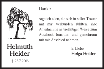 Traueranzeige von Helmuth Heider von Braunschweiger Zeitung