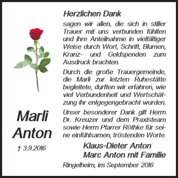Traueranzeige von Marli Anton von Salzgitter Zeitung