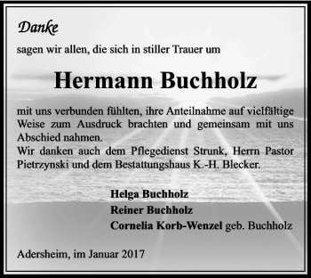 Traueranzeige von Hermann Buchholz von Braunschweiger Zeitung