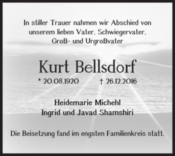 Traueranzeige von Kurt Bellsdorf von Salzgitter Zeitung