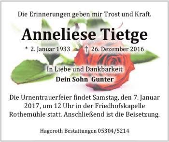 Traueranzeige von Und Kraft. Samstag Um Der Rothemühle Ist  von Braunschweiger Zeitung