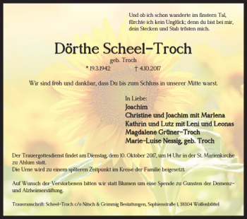 Traueranzeige von Dörthe Scheel-Troch von Braunschweiger Zeitung