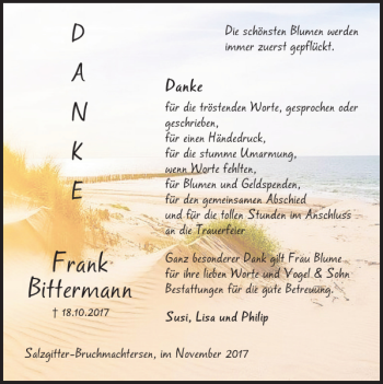 Traueranzeige von Frank Bittermann von Salzgitter Zeitung