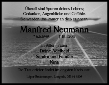 Traueranzeige von Manfred Neumann von Peiner Nachrichten