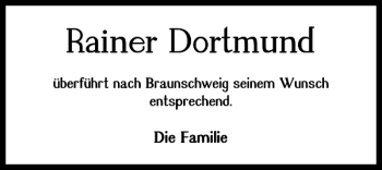 Traueranzeige von Rainer Dortmund von Salzgitter Zeitung