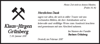 Traueranzeige von Klaus-Jürgen Grünberg von Braunschweiger Zeitung