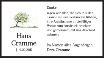 Traueranzeige von Hans Cramme von Braunschweiger Zeitung