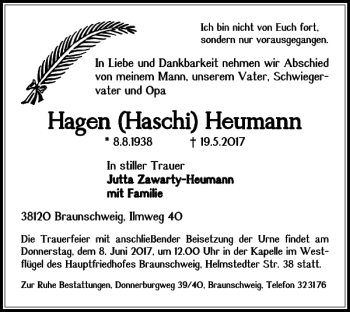Traueranzeige von Hagen Haschi Heumann von Braunschweiger Zeitung