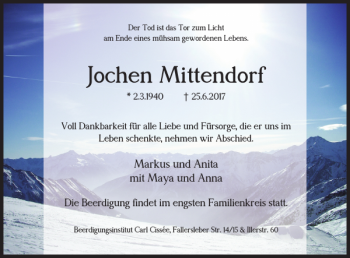 Traueranzeige von Jochen Mittendorf von Braunschweiger Zeitung