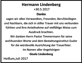 Traueranzeige von Hermann Lindenberg von Salzgitter Zeitung