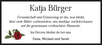 Traueranzeige von Katja Bürger von Braunschweiger Zeitung