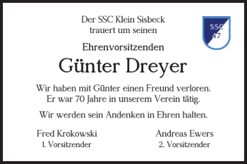 Traueranzeige von Günter Dreyer von Helmstedter Nachrichten