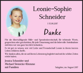 Traueranzeige von Leonie-Sophie Schneider von Salzgitter Zeitung