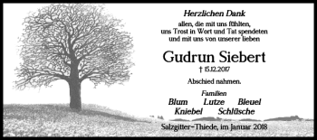 Traueranzeige von Gudrun Siebert von Braunschweiger Zeitung