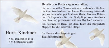 Traueranzeige von Horst Kirchner von Peiner Nachrichten