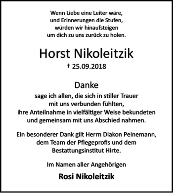 Traueranzeige von Horst Nikoleitzik von Salzgitter Zeitung