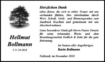 Traueranzeige von Hellmut Bollmann von Braunschweiger Zeitung