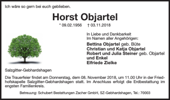 Traueranzeige von Horst Objartel von Salzgitter Zeitung