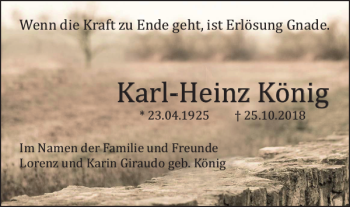Traueranzeige von Karl-Heinz König von Wolfenbütteler Zeitung