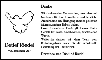 Traueranzeige von Detlef Riedel von Braunschweiger Zeitung