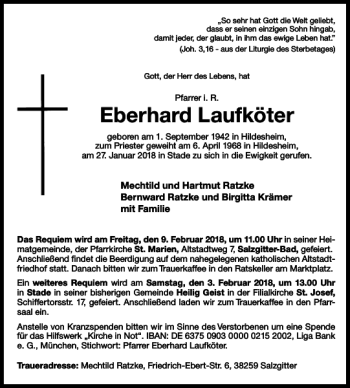 Traueranzeige von Eberhard Laufköter von Salzgitter Zeitung