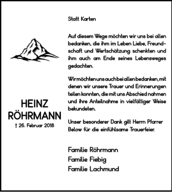 Traueranzeige von HEINZ RÖHRMANN von Salzgitter Zeitung