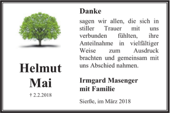 Traueranzeige von Helmut Mai von Peiner Nachrichten