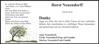 Traueranzeige von Horst Neuendorff von Salzgitter Zeitung