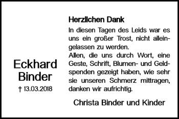 Traueranzeige von Eckhard Binder von Salzgitter Zeitung