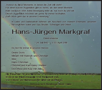 Traueranzeige von Hans-Jürgen Markgraf von Helmstedter Nachrichten